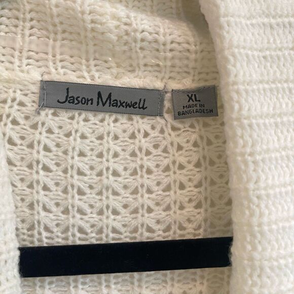 Jason Maxwell Womens Cardigan Open Front XL White Minimalist Classic Grandmacore - Picture 3 of 9